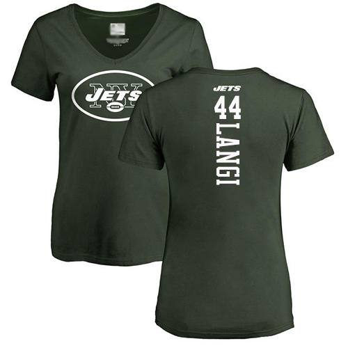 New York Jets Green Women Harvey Langi Backer NFL Football #44 T Shirt->nfl t-shirts->Sports Accessory